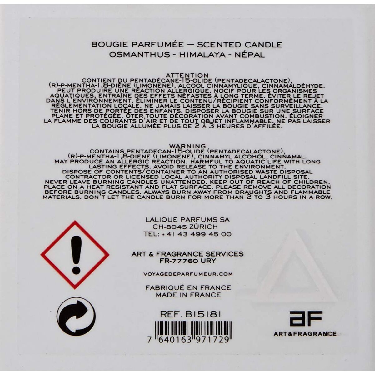 Scented Candle Lalique