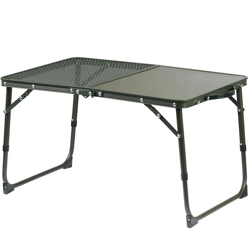 Ultralight Folding Camping Table Adjustable Height Outdoor Desk Green